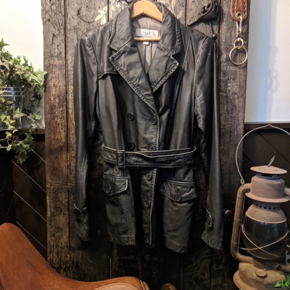 Dark brown leather coat    m/l - Picture 2 of 4